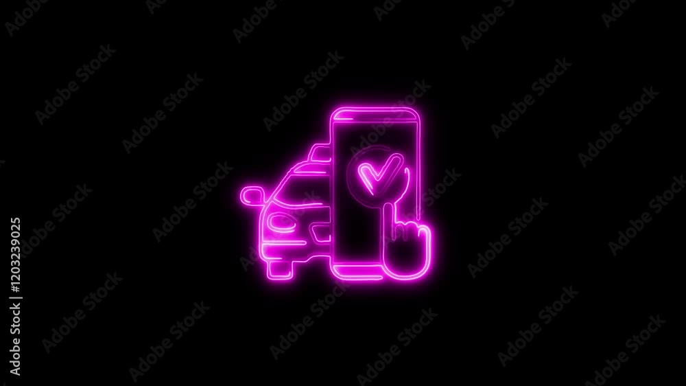 Glowing neon Booking App icon isolated on black background. HD Video motion graphic animation Glowing neon Booking App icon isolated on black background. HD Video motion graphic animation