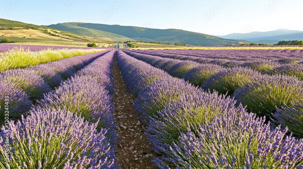 Fototapeta premium Lavender Fields in Provence at Sunset.