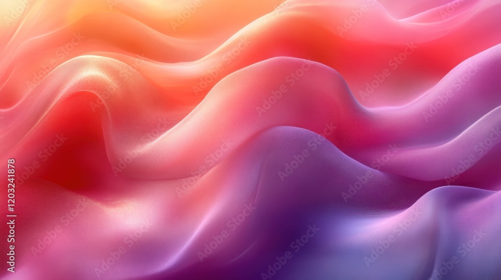Fototapeta premium Abstract colorful waves of fabric flowing gently, creating a soft and dreamy atmosphere