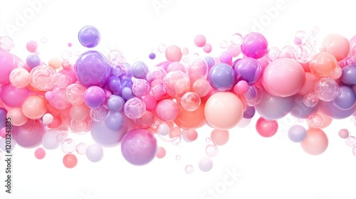 Wallpaper Mural A playful mix of pastel balloons in gradient shades of pink and purple, rendered in 3D and arranged artistically on white Torontodigital.ca