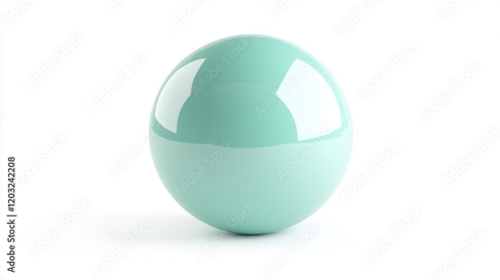 A single pastel green 3D balloon with a smooth surface and shiny texture, creating a modern look, on white A single pastel green 3D balloon with a smooth surface and shiny texture, creating a modern look, on white