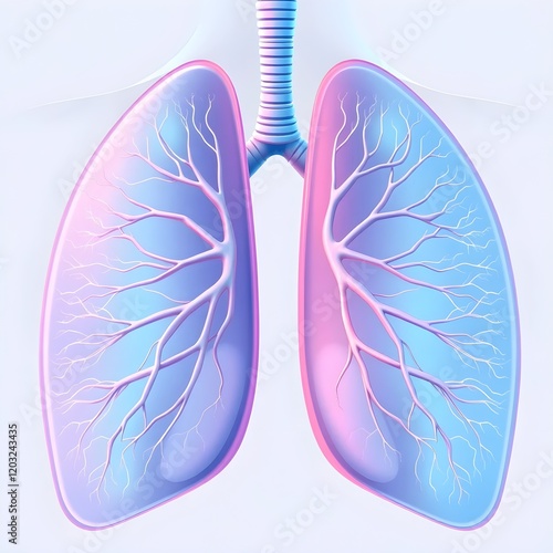 Sleek, Modern Visualization of the Lungs in a Futuristic Style