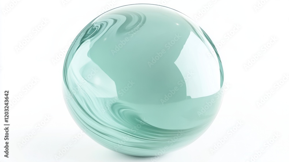 A soft pastel green balloon with a glossy finish and smooth curves, rendered in 3D and floating gently on a white background A soft pastel green balloon with a glossy finish and smooth curves, rendered in 3D and floating gently on a white background