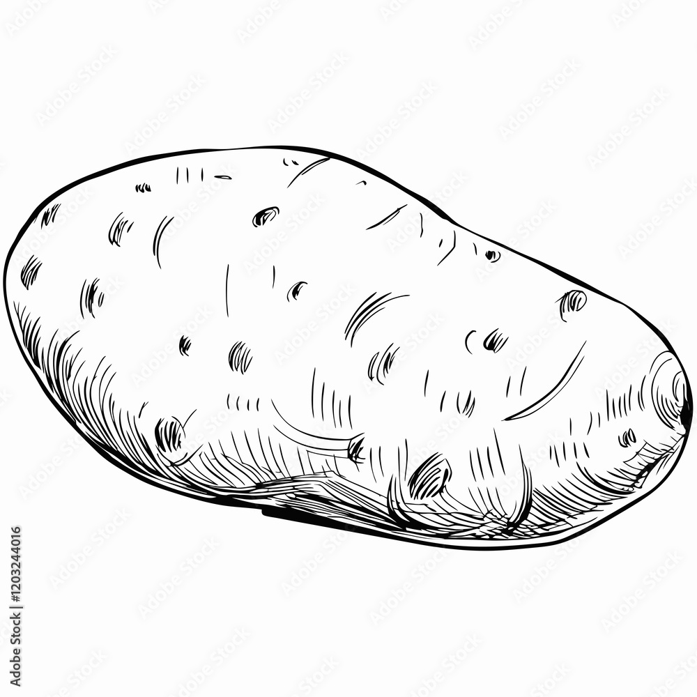 Black-and-white illustration of a potato Black-and-white illustration of a potato