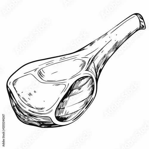 Black-and-white illustration of a veal chop bone cut