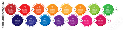 infographic vector design 15 interconnected parts, there are icons, numbers and colors that are good for your business