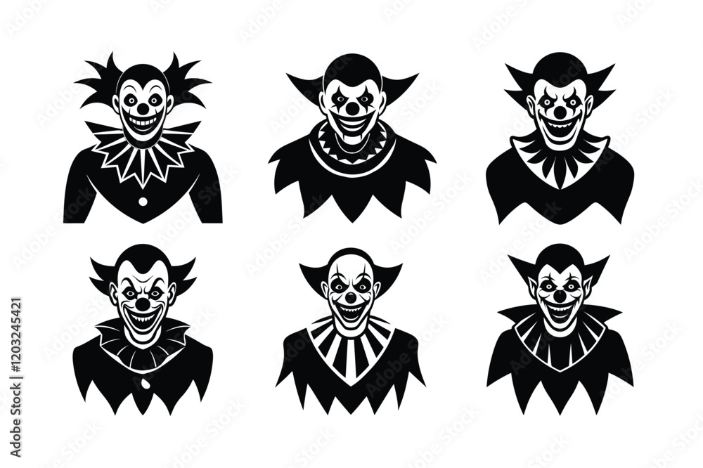 set of Creepy clown vector illustration set of Creepy clown vector illustration
