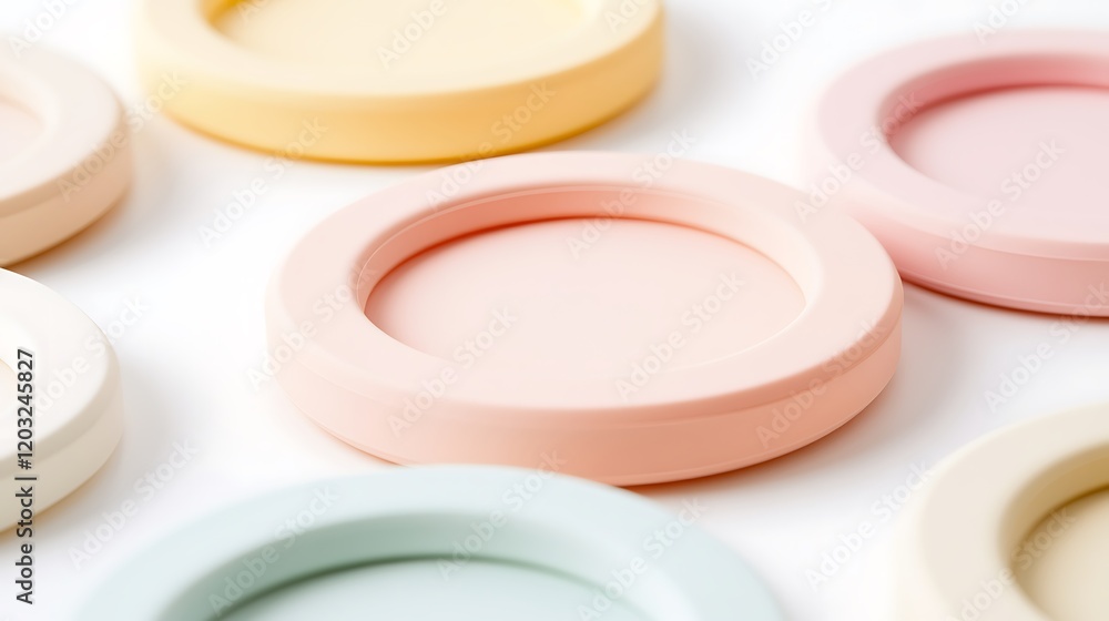 Pastel colored round coasters on white. Pastel colored round coasters on white.