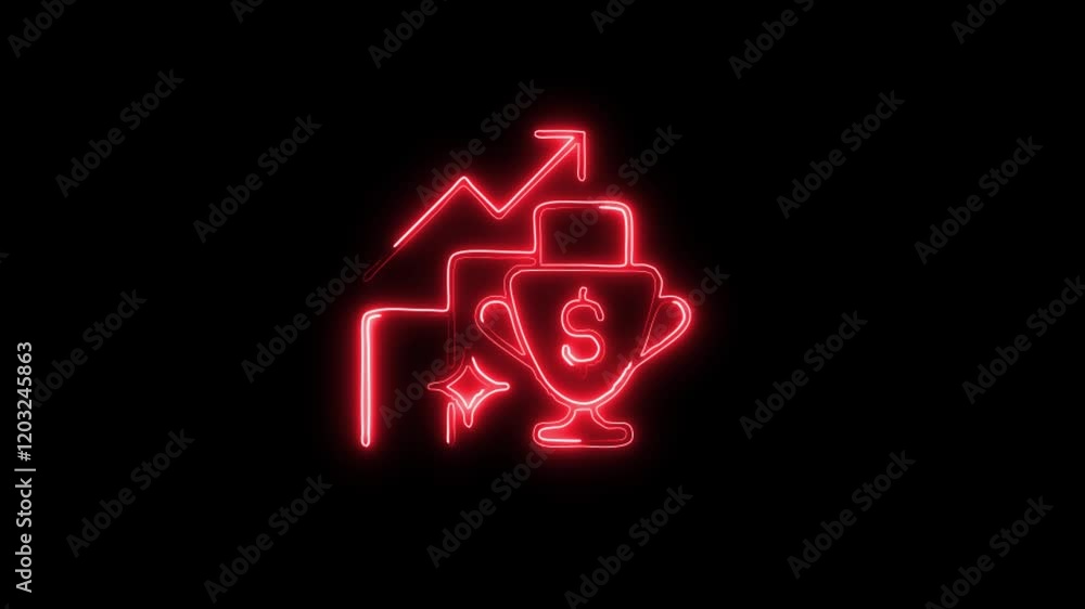 Glowing neon Goals icon isolated on black background. HD Video motion graphic animation Glowing neon Goals icon isolated on black background. HD Video motion graphic animation