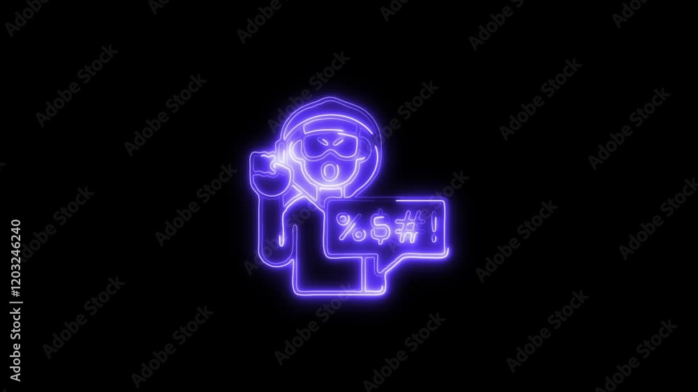 Glowing neon Hate icon isolated on black background. HD Video motion graphic animation Glowing neon Hate icon isolated on black background. HD Video motion graphic animation