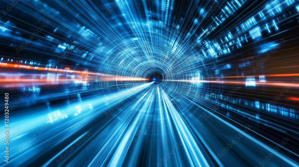 Futuristic Tech Tunnel, Cyberpunk Data Network Futuristic Tech Tunnel, Cyberpunk Data Network