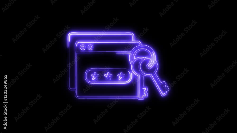 Glowing neon Password Manager icon isolated on black background. HD Video motion graphic animation Glowing neon Password Manager icon isolated on black background. HD Video motion graphic animation