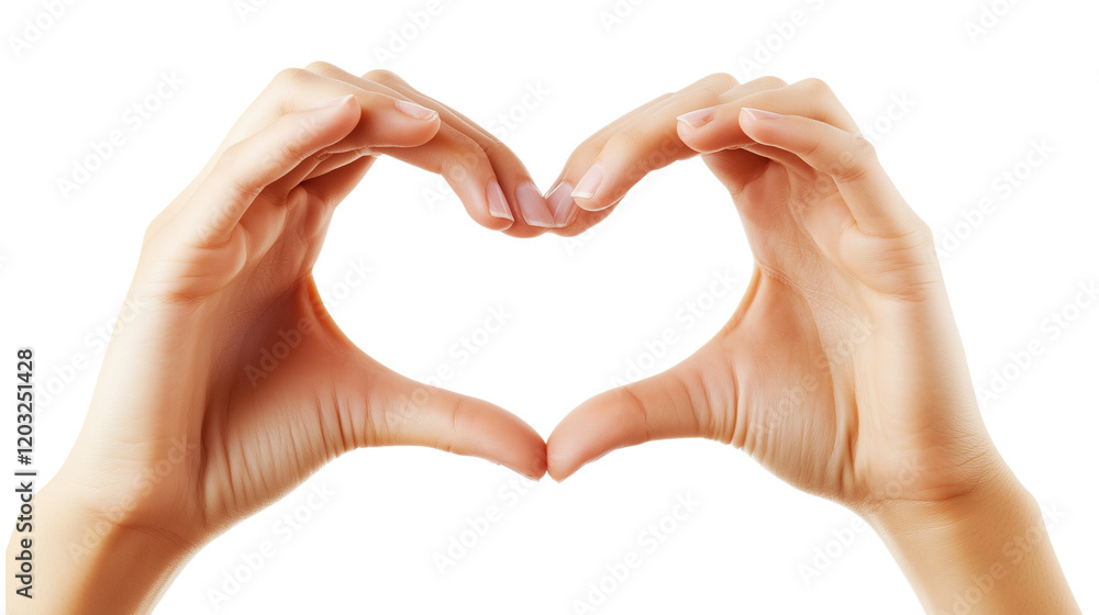 Obraz premium a Woman's hands heart-shaped isolated on a transparent background