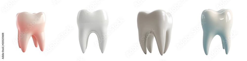 set of a 3D model of a white tooth isolated on a transparent background set of a 3D model of a white tooth isolated on a transparent background