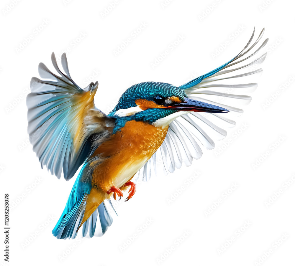 Fototapeta premium Flying kingfisher on a transparent background. isolated background.