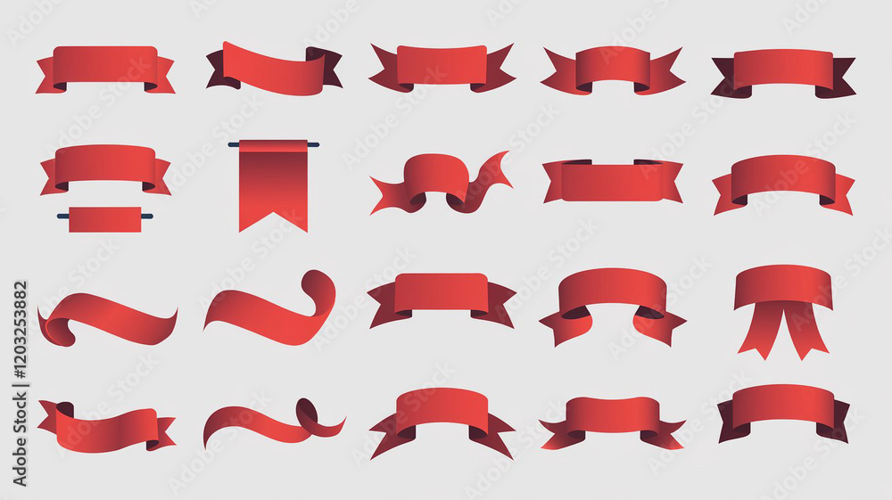 Red Ribbon Banners Collection of Design Elements Red Ribbon Banners Collection of Design Elements