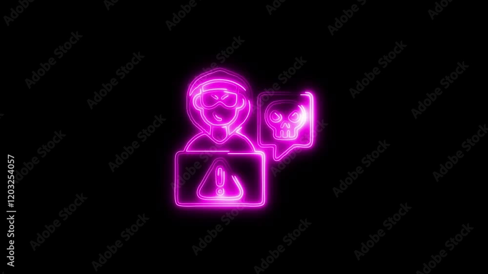Glowing neon Stalking icon isolated on black background. HD Video motion graphic animation Glowing neon Stalking icon isolated on black background. HD Video motion graphic animation