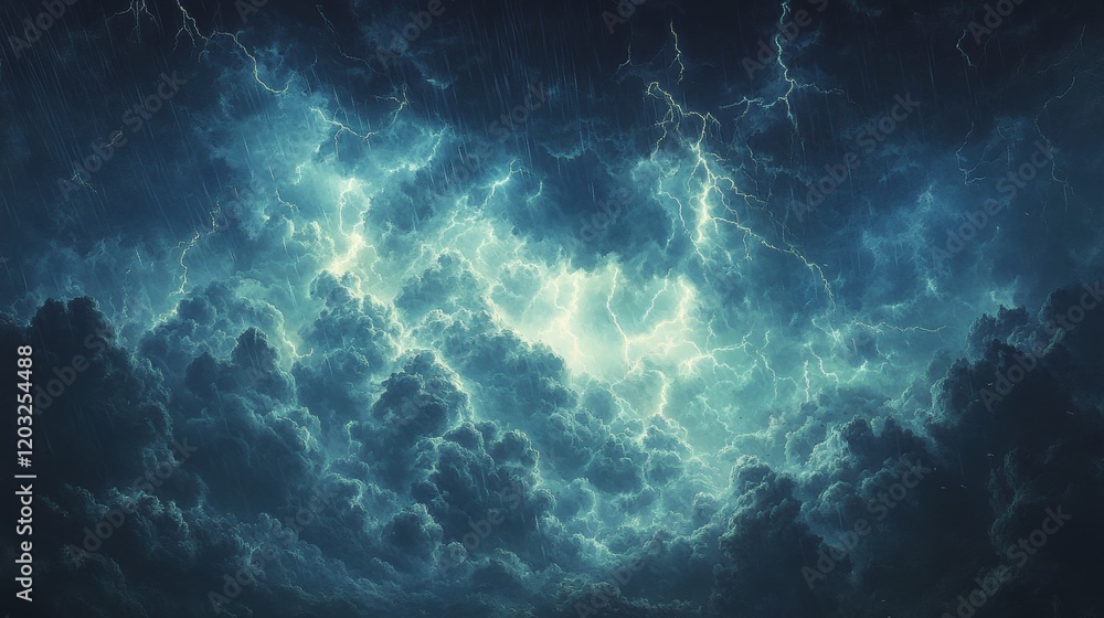Rainstorm, lightning and thunderstorm Rainstorm, lightning and thunderstorm