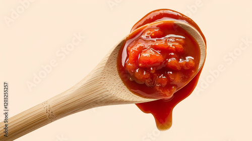 Delicious Tomato Sauce  Homemade Recipe  Wooden Spoon  Cooking  Food Photography  Red Sauc photo