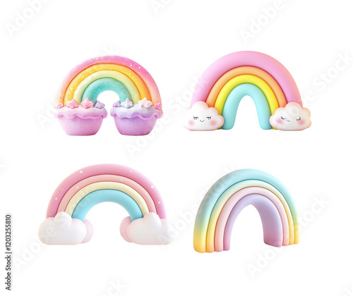 Cute rainbow isolated on white background.