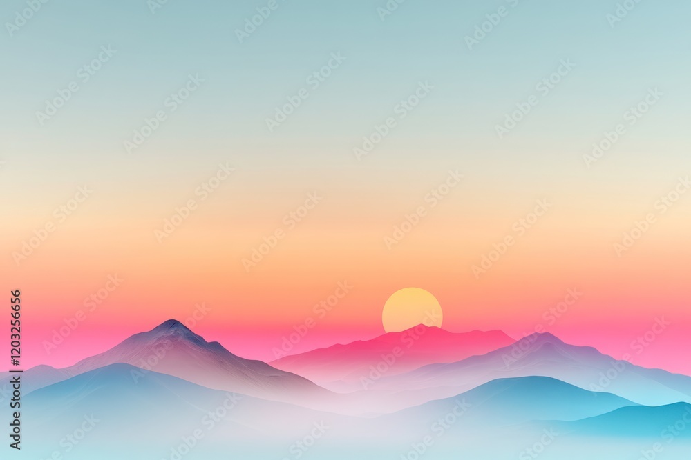 Digital Mountain Sunrise: Serenity in the Summits Digital Mountain Sunrise: Serenity in the Summits