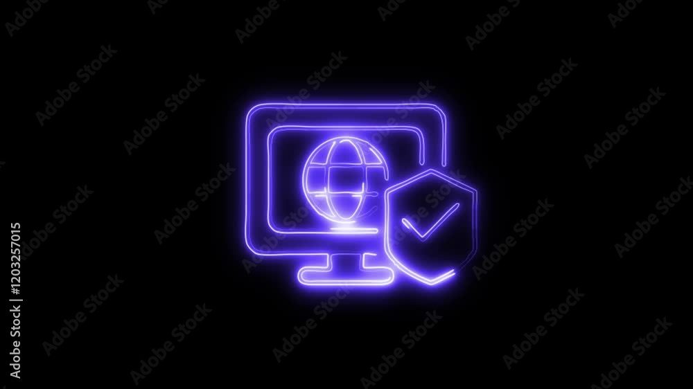 Glowing neon Web Browser icon isolated on black background. HD Video motion graphic animation Glowing neon Web Browser icon isolated on black background. HD Video motion graphic animation