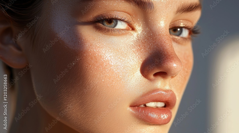 photorealistic minimalistic radiant cheekbones highlighted with shimmering highlighter under natural light photorealistic minimalistic radiant cheekbones highlighted with shimmering highlighter under natural light