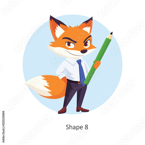 Holding green pencil vector character illustration. EPS 10 File