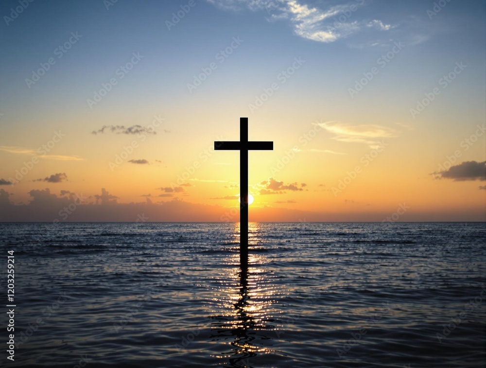 christian cross arise in the middle of calm ocean, cross standing at sea, symbolizing patience, peace, and faith wallpaper christian cross arise in the middle of calm ocean, cross standing at sea, symbolizing patience, peace, and faith wallpaper