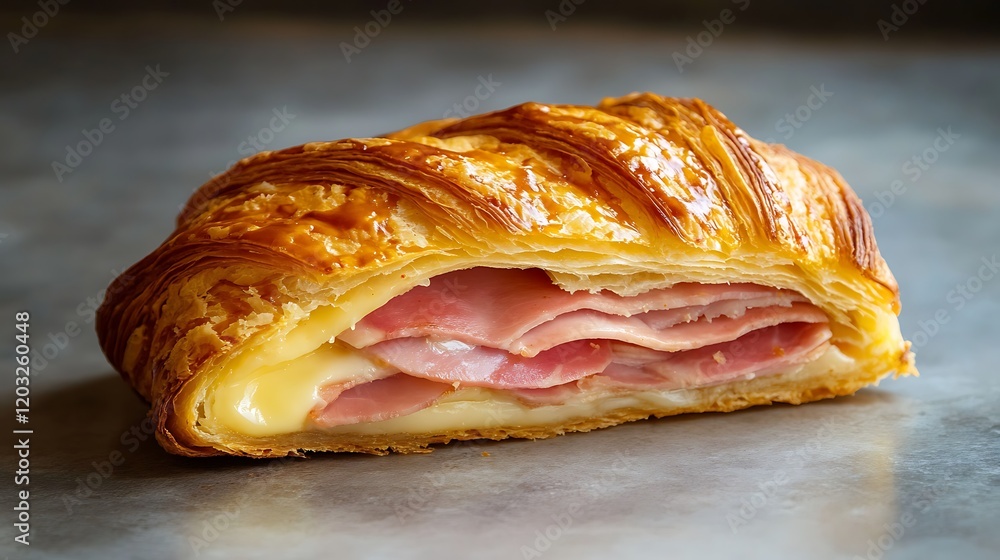 Croissant with Ham and Cheese, Delicious food concept Croissant with Ham and Cheese, Delicious food concept