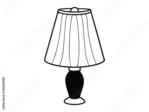 Simple black and white table lamp illustration