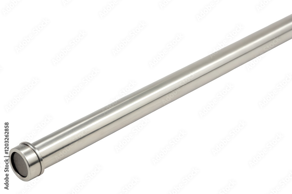 Sleek metallic tube with a small end cap isolated with transparent background Sleek metallic tube with a small end cap isolated with transparent background