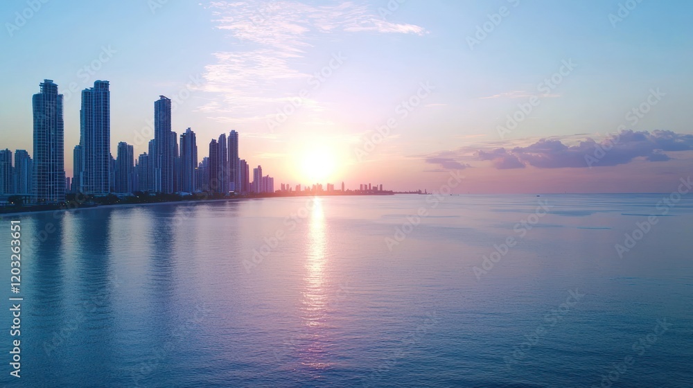 Fototapeta premium Coastal City Sunset
