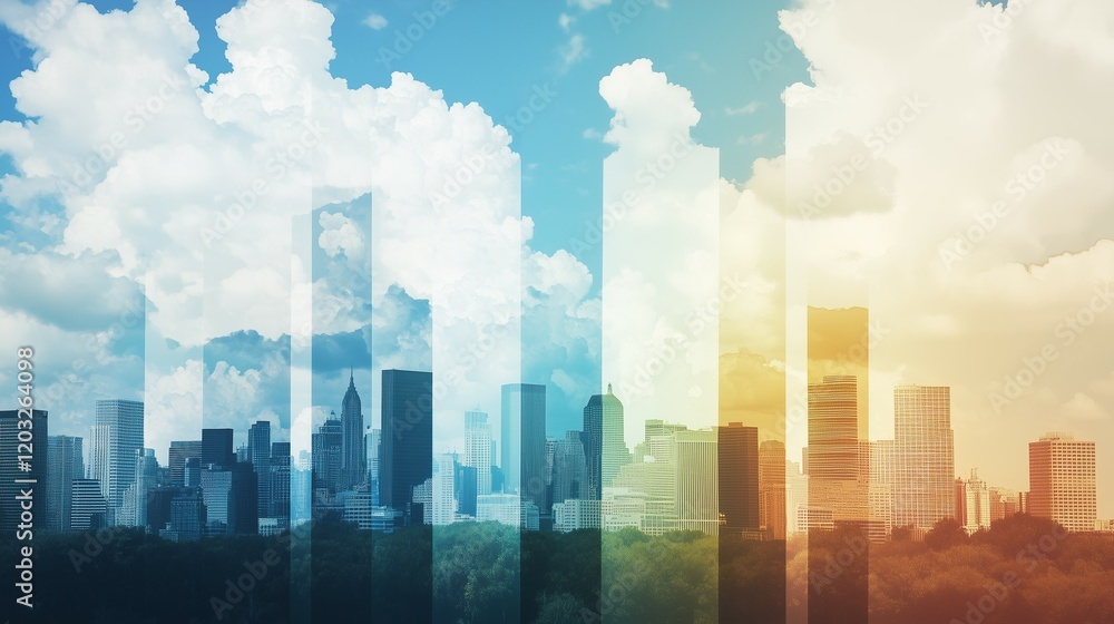 Fototapeta premium City Skyline with Gradient Colors