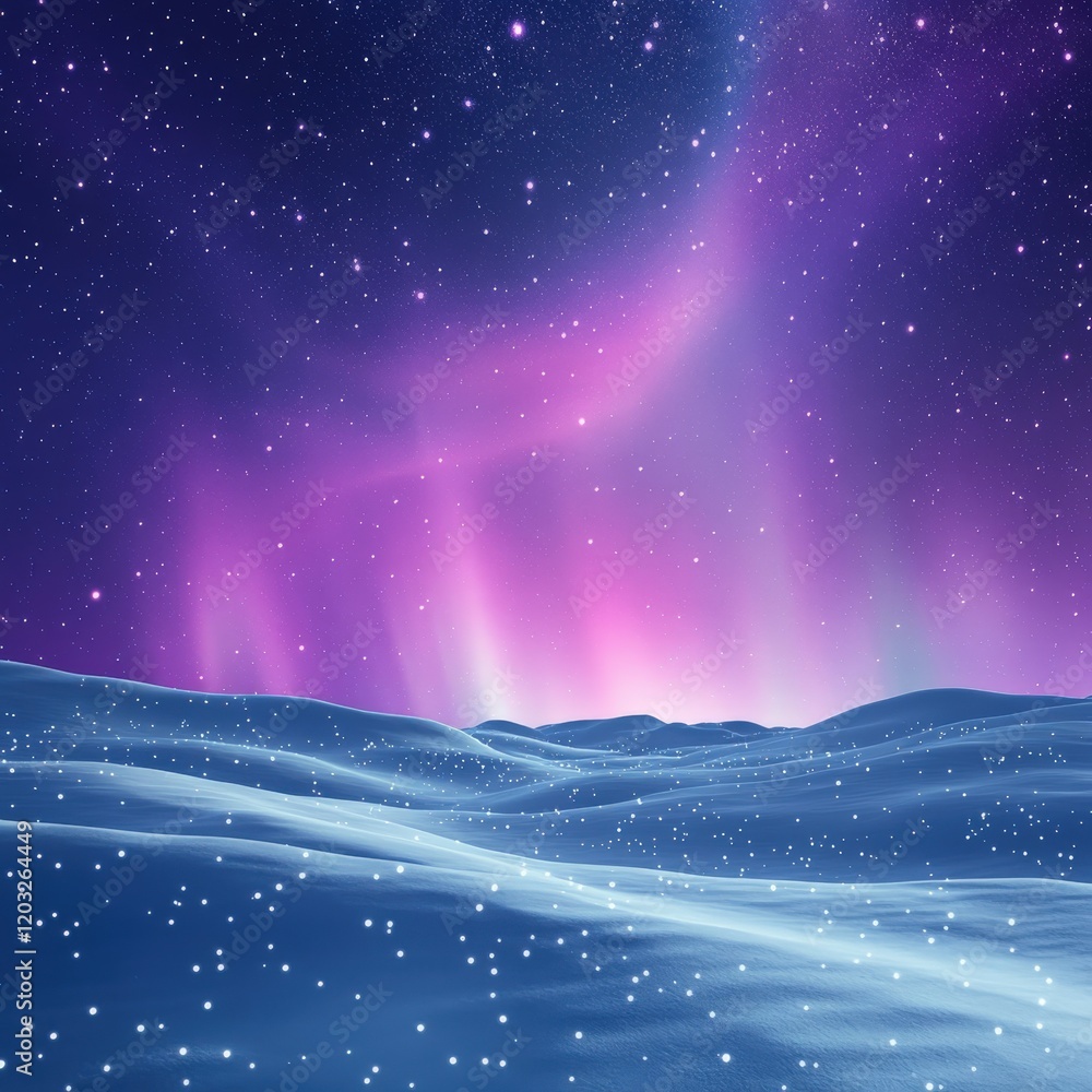 Fototapeta premium Stunning winter landscape under vibrant auroras in a snowy environment