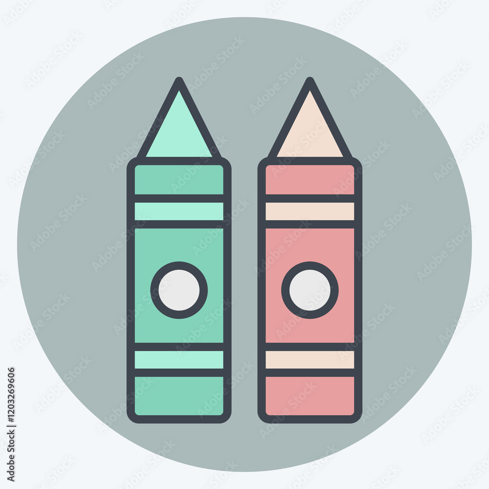 Icon Crayon. related to Kindergarten symbol. color mate style. design editable Icon Crayon. related to Kindergarten symbol. color mate style. design editable