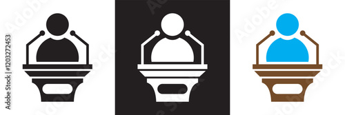 Orator speaking from tribune icon . isolated on white and black background. vector illustration. EPS 10