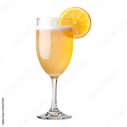 French 75 cocktail on a transparent background. isolated background.