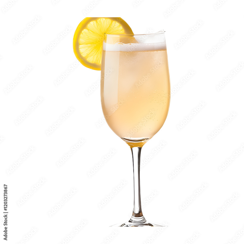 French 75 cocktail on a transparent background. isolated background. French 75 cocktail on a transparent background. isolated background.