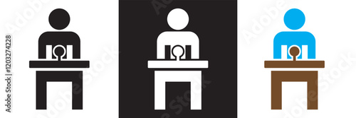Orator speaking from tribune icon . isolated on white and black background. vector illustration. EPS 10