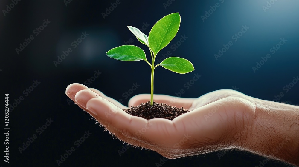 Nurturing growth planting a seedling in hand nature close-up indoor life sustainability Nurturing growth planting a seedling in hand nature close-up indoor life sustainability