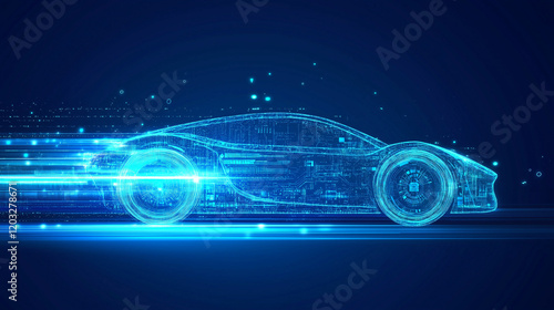 Futuristic Car in Digital Space