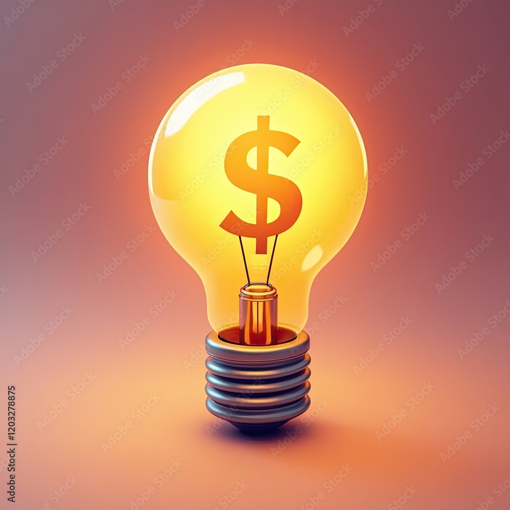 An isometric depiction of a Light Bulb with dollar sign icon An isometric depiction of a Light Bulb with dollar sign icon