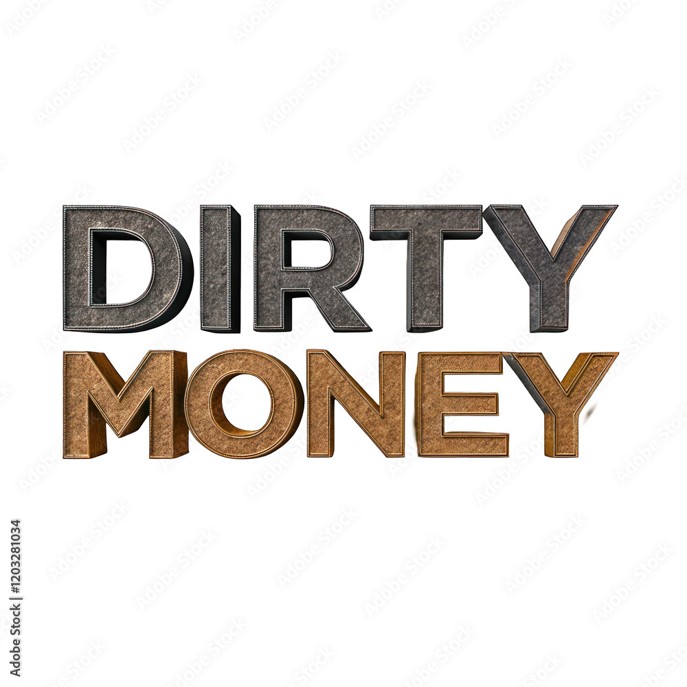 Dirty Money Textured 3D Render Dark Gold Gray Metal art font rich word crime title style image Dirty Money Textured 3D Render Dark Gold Gray Metal art font rich word crime title style image