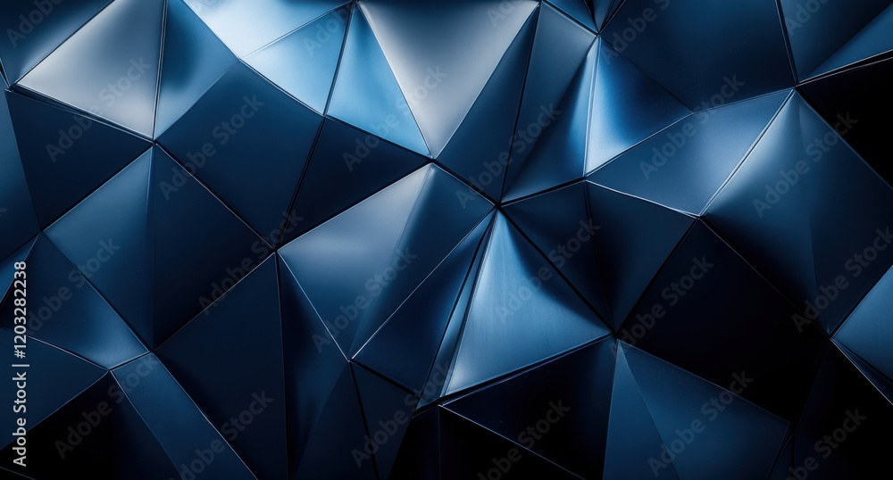 Gleaming Triangular Facets in Deep Blue Shades Showcasing Modern Geometry and Abstract Design for Use in Digital Art and Contemporary Backgrounds Gleaming Triangular Facets in Deep Blue Shades Showcasing Modern Geometry and Abstract Design for Use in Digital Art and Contemporary Backgrounds