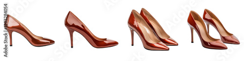 Captivating collection of vibrant red high heels showcasing the epitome of elegant fashion and feminine allure  These sleek stylish stilettos exude sophistication photo