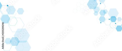 Vector white and blue technology hexagon background. Geometric hexagon. Computer network concept.