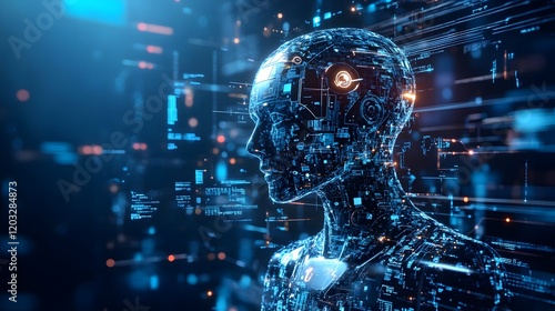 Artificial intelligence evolution data imagery showcase digital realm 3d visualization futuristic environment close-up technology innovation