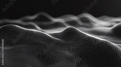 Wallpaper Mural Abstract monochromatic landscape with smooth, flowing waves created from tiny dots, evoking depth and dimension. Torontodigital.ca