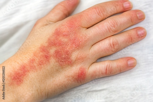 Hand with Redness and Irritation from Contact Dermatitis photo